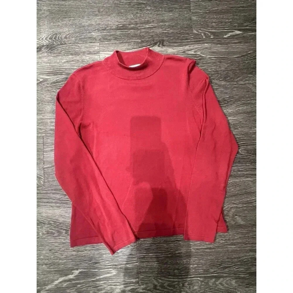 Pendleton Red‎ Mock Turtleneck Silk Blend Long Sleeve Shirt Womens Sz S Petite